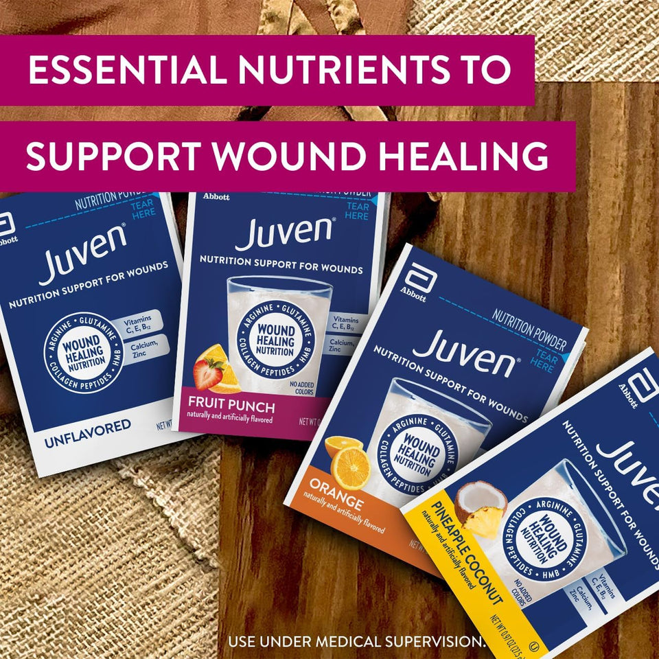 Juven Therapeutic Nutrition Drink Powder Including Collagen Peptides, Amino Acids, and HMB For Wound Healing Support, Fruit PLnch, 30 Packets