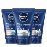 NIVEA MEN Maximum Hydration Face Scrub with Provitamin B5 and Aloe Vera, Exfoliating Face Wash Deeply Cleanses to Unclog Pores, 4.4 Oz Tube, Pack of 3