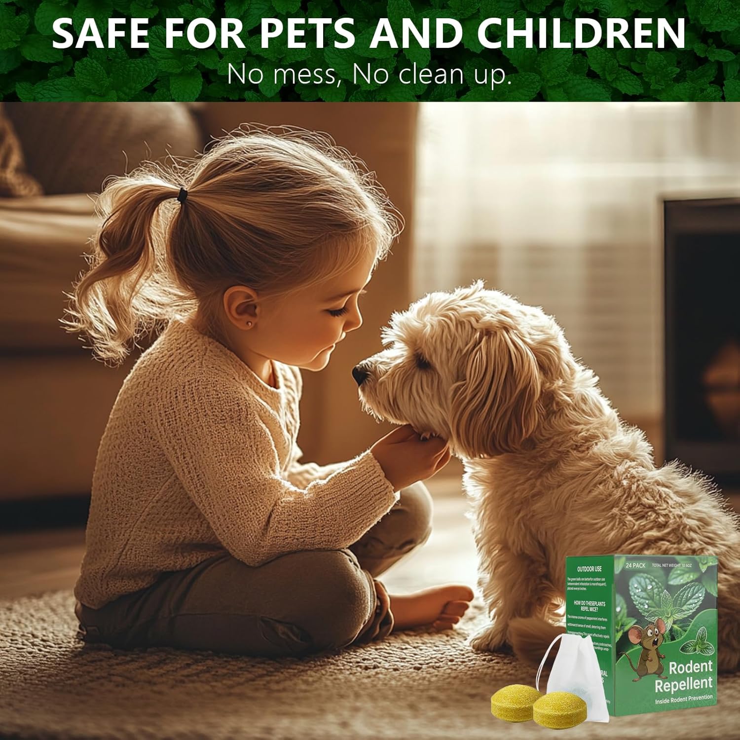 Mouse Rodent Repellent, 24 Pack Peppermint Lemon Oil Mice Repellent for Squirrel Rats Spider Pests, Natural Deterrent for Kitchen, Warehouse, Car, Indoor, Outdoor, Safe for Pets & Family