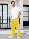 GORGLITTER Men's Baggy Wide Leg Sweatpants Y2K Striped Side Drawstring Waist Barrel Track Pants with Pockets
