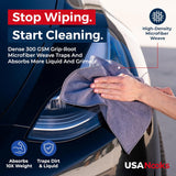 USANOOKS Microfiber Cleaning Cloth Grey - 12 Pcs (12.5"x12.5") - High Performance - 1200 Washes, Ultra Absorbent Microfiber Towel Weave Grime & Liquid for Streak-Free Mirror Shine - Car Washing Cloth