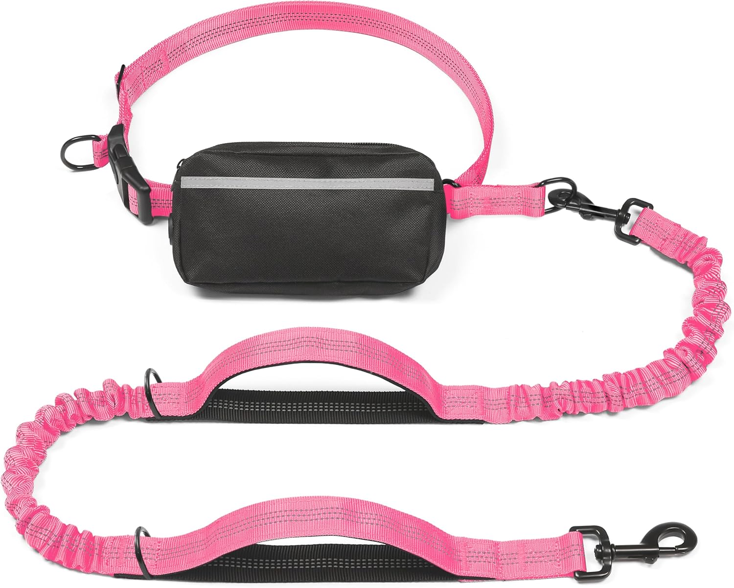iYoShop hands-free dog leash with zipper pouch and dual padded handles for medium and large dogs (large, 25-120 lbs, black)