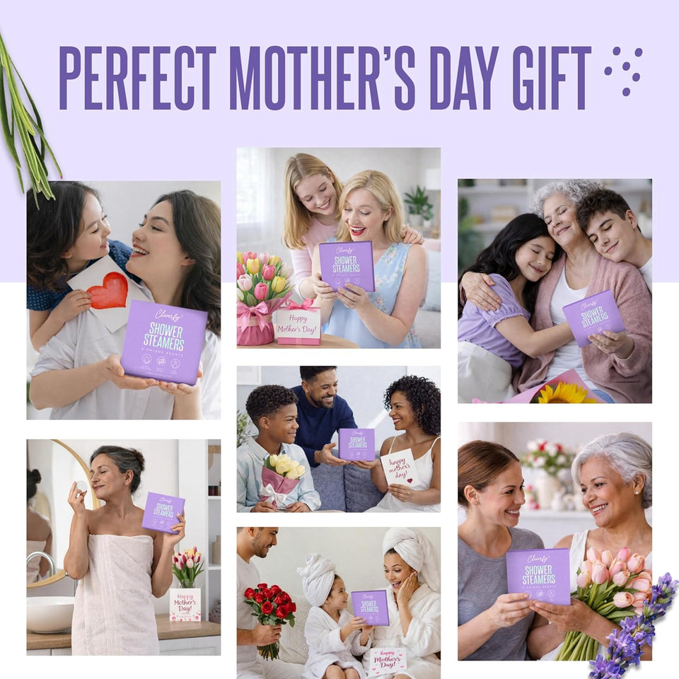 Cleverfy Shower Steamers Aromatherapy - Mother’s Day Gifts for Mom from Son or Husband - 40th, 50th & 60th Birthday Gifts for Women, Wife, Grandma, Daughter, Sister, Teens & Girlfriend – 6 Tablets