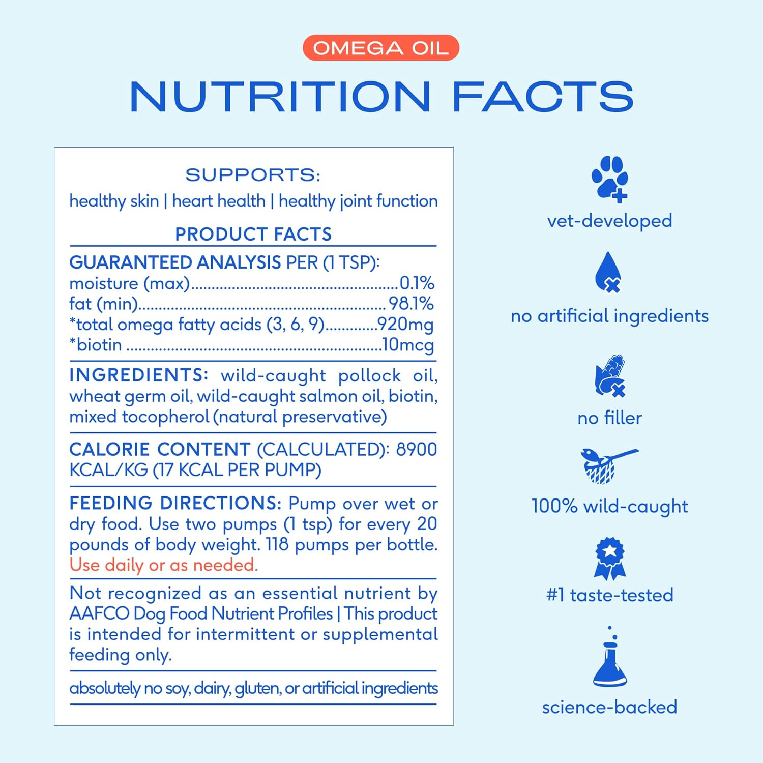 Native Pet Omega 3 Fish Oil for Dogs & Cats - Promotes Healthy Skin, Shiny Coat, & Strong Joints - Made with Wild Alaskan Salmon Oil for Dogs – Tasty, Fast-Absorbing Omega 3 6 9 Liquid Supplement- 8oz