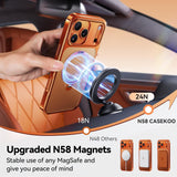 CASEKOO Cosmic Orange Glossy for iPhone 17 Pro Max Case [360 Spin Magnetic Stand][Fit for MagSafe][17FT Military Protection] Slim Hand-Polished Frame Titanium Alloy Sturdy Stand 6.9", Cosmic Orange