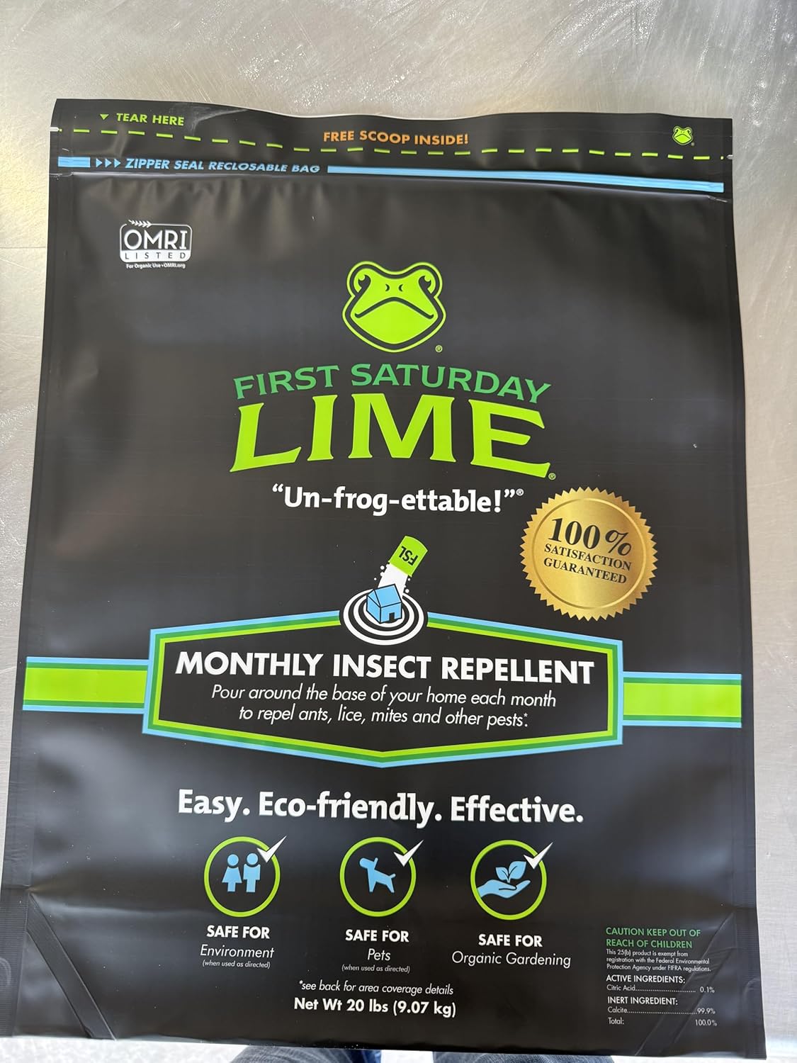 First Saturday Lime Insect Deterrent-20LB Bag| Monthly Insect Shield| Multi-Purpose Insect Control for Outdoors| Prevents Ants & Other Insects