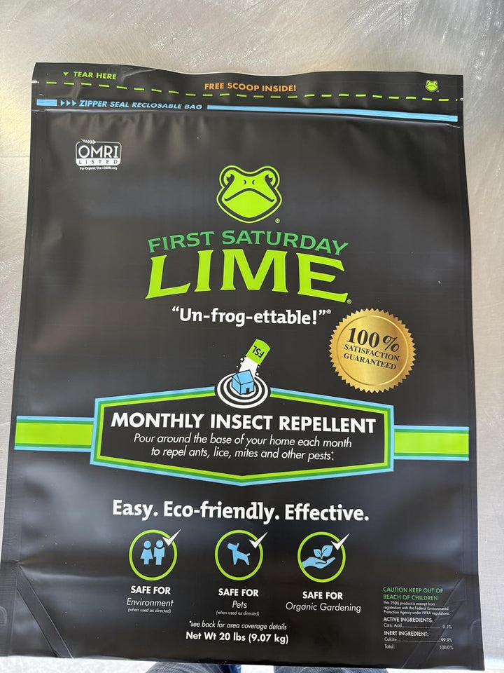 First Saturday Lime Insect Deterrent-20LB Bag| Monthly Insect Shield| Multi-PLrpose Insect Control for Outdoors| Prevents Ants & Other Insects