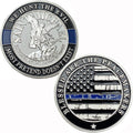 Saint Michael Patron Saint of Law Enforcement Challenge Coin The Thin Blue Line Silver Plated Coins
