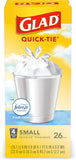 Glad Small Trash Bags 4 Gallon, Febreze Fresh Clean Garbage Bags, Odor Resistant with Quick Tie, 26 Count - PureLivingMart