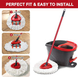 4 Pack Mop Heads Replacements for O-Ceda Easy Wrin Spin System, Microfiber Refills, Easy Cleaning Mop Repalce Head