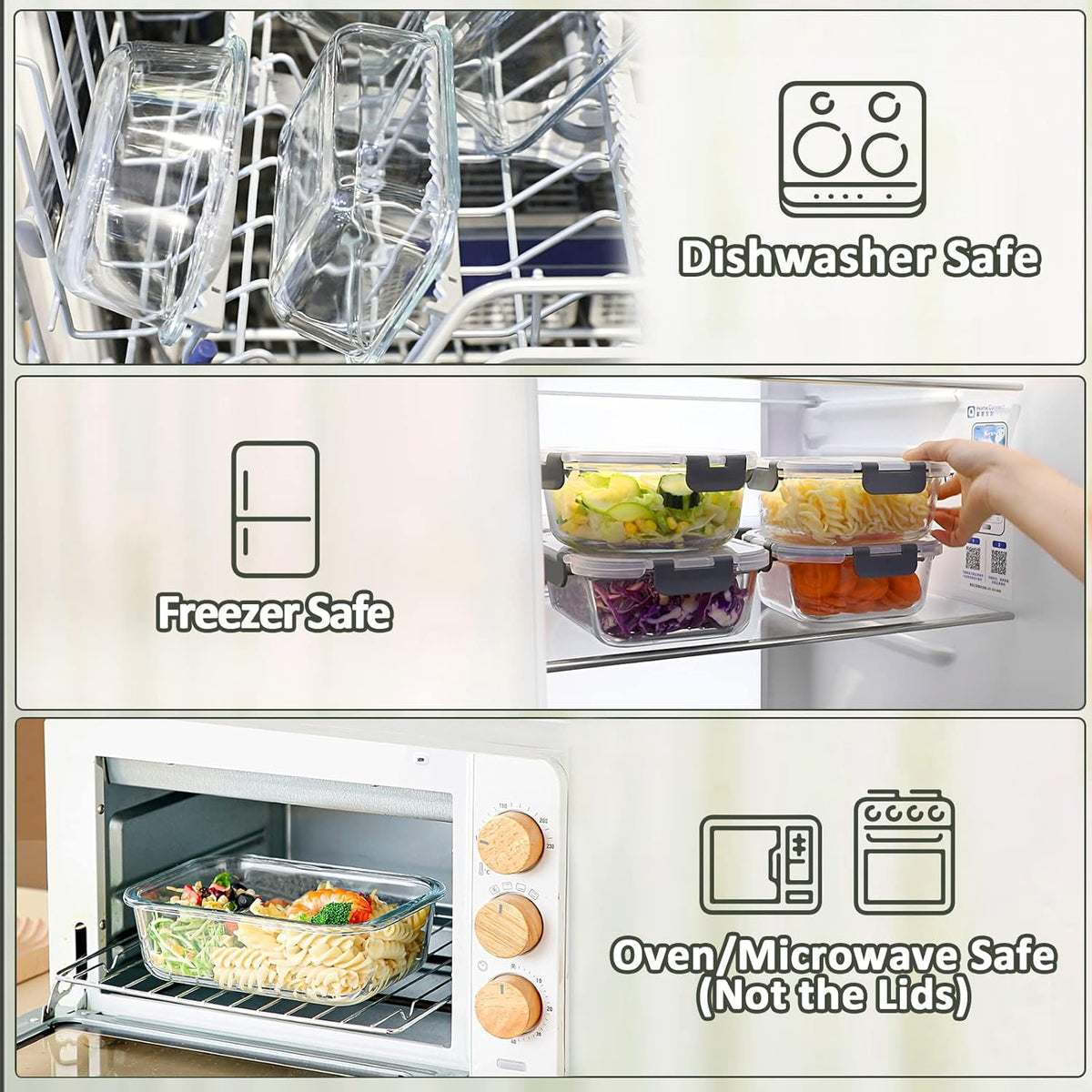 8-Pack,30 oz Glass Meal Prep Containers,Glass Food Storage Containers,Airtight lunch Containers with Lids, Microwave, Oven, Freezer and Dishwasher