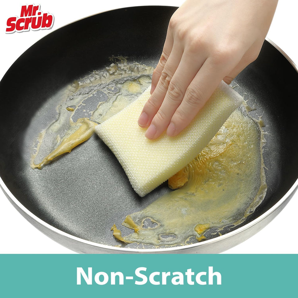 Mr. Scrub All-PLrpose Sponges, Non Scratch, for Washing and Cleaning Dishes, Premium Scrub and Scrubbers, 12 Pads, Ideal for Kitchen, Bathroom