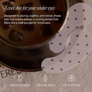 + Lux Unfiltered Iced Latte Cooling Under Eye Patches - Anti-Slip Caffeine Infused Korean Eye Mask - Reduces Puffiness, Brightens & Hydrates - Niacinamide & Hyaluronic Acid - Vegan - 10 Pairs