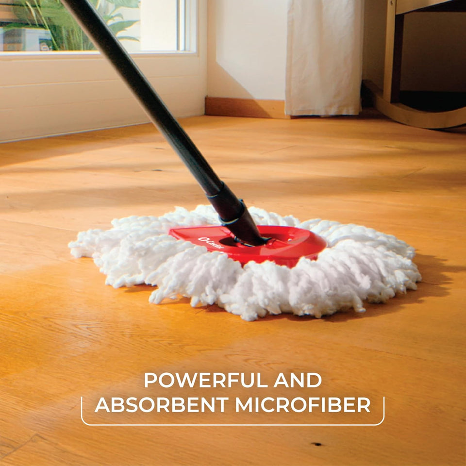 O-Cedar EasyWring Microfiber Spin Mop, Bucket Floor Cleaning System, Red, Gray, Standard - PureLivingMart