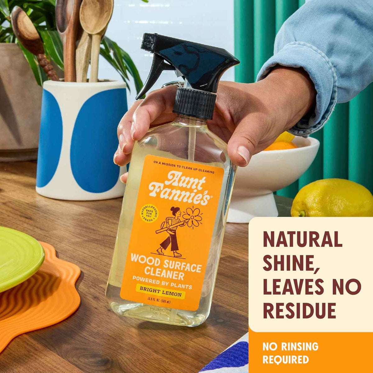 Aunt Fannie's All-Purpose Wood Spray Cleaner: No-Wax Formula, Lemon Scent, 16.9 Ounces