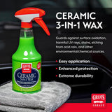 Griot’s Garage Ceramic 3-in-1 Wax, SiO2 Spray for Cars, Trucks, and RV’s, Provides Protection and Water Beading on Paint, Wheels, Plastic, Rubber Trim, Chrome, and More, 10978, 22 oz