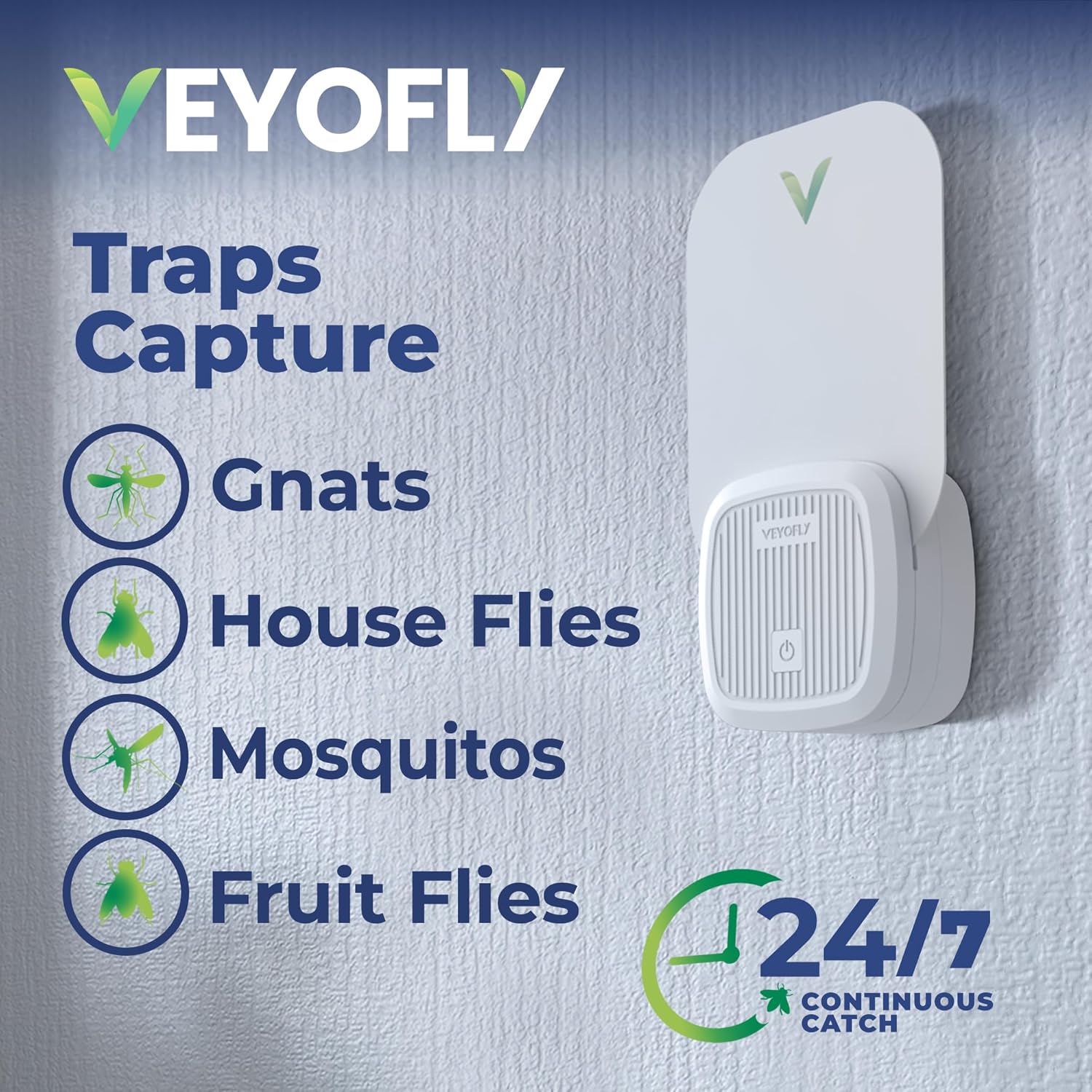 VEYOFLY Fly Trap Indoor, Fruit Fly Traps for Indoors Flying Insect (2 Device + 4 Refills) Gnat Traps for House Indoor, Bug Zapper Indoor, Gnat Killer Catcher & Fruit Fly Killer Light Plug in