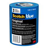 ScotchBlue Original Multi-Surface Painters Tape, 2 Inch Wide (1.88 in. x 60 Yds), 3 Rolls, Blue Paint Tape Protects and Removes Easily, Masking Tape for Indoor and Outdoor Use (2090-48EP3)