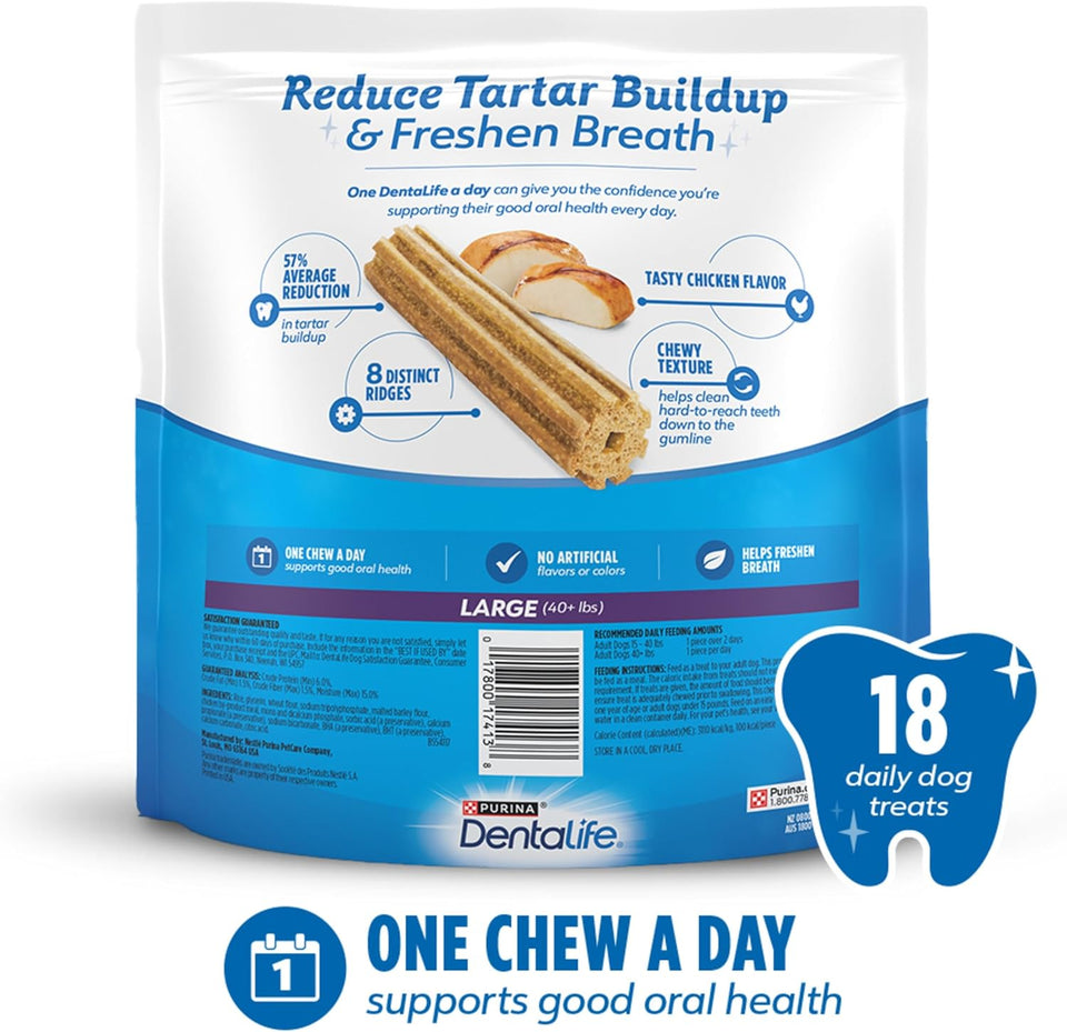 PLrina DentaLife Made in USA Facilities Large Dog Dental Chews, Daily - 18 ct. Pouch
