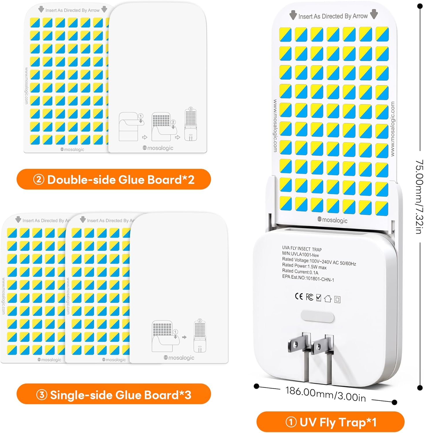 Mosalogic Fruit Fly Traps for Indoors Gnat Trap for House Indoor-600 Sqft Protection Area UV Fly Insect Trapper for Fruit Flies,Gnat,Mosquito,and Other Flying Insect Plug in Bug Killer White