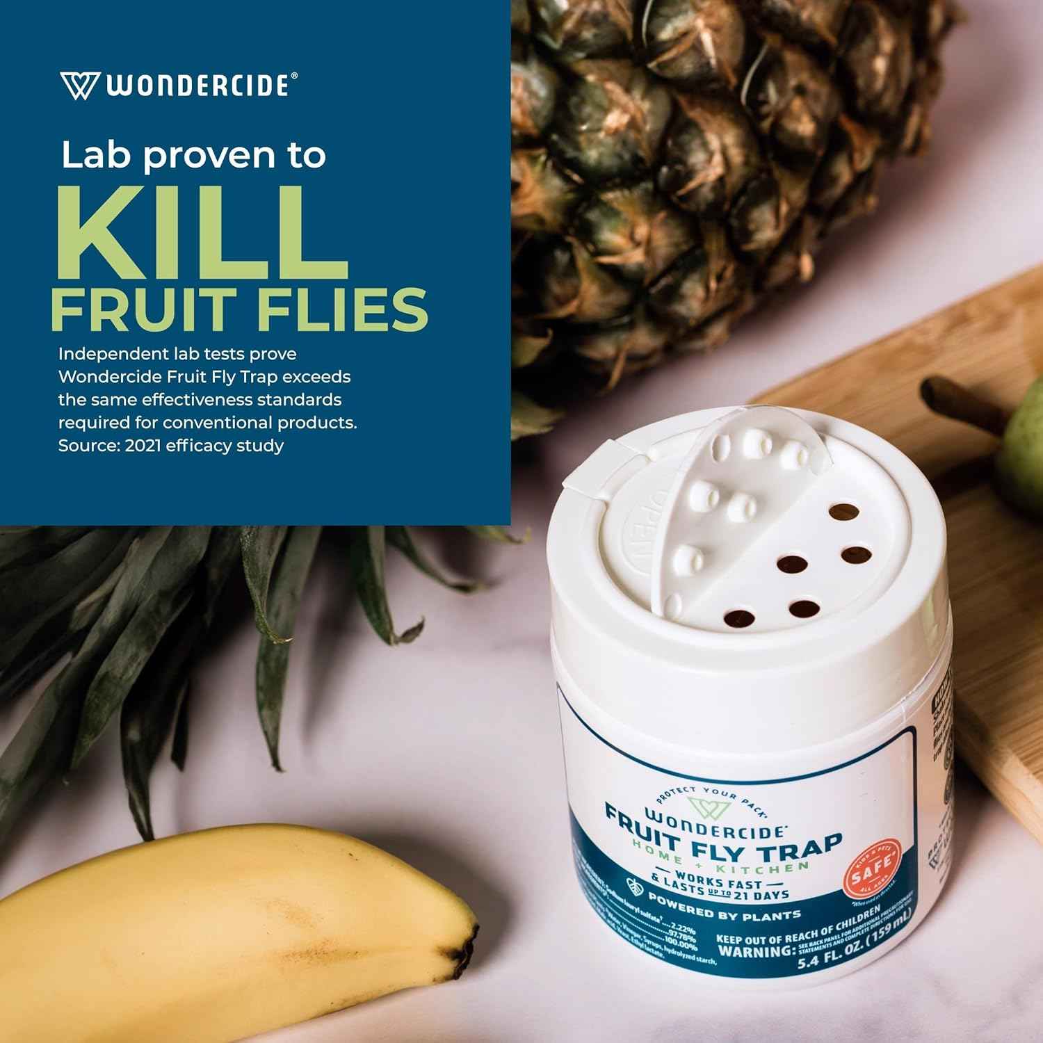 Wondercide - Fruit Fly Traps for Indoors - Fruit Fly Killer - Pet and People Safe - Made in USA & Plant Based - 5.4 oz - 2 Pack