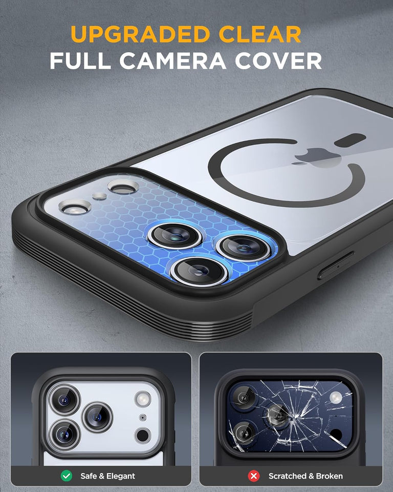 Miracase for iPhone 17 Pro Max Case 6.9" Full-Body Phone Case with Built-in Glass Screen Protector& Full Camera Protector, Camera Control [Magnetic with MagSafe] Drop Proof 17 ProMax Cover, Black