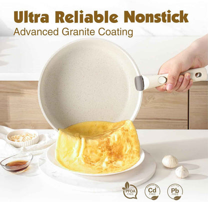SENSARTE 24 Piece Pots and Pans Set, Nonstick Detachable Handle Cookware, Induction Kitchen Cookware Set with Removable Handle, Healthy Non Stick for RV, Dishwasher ＆ Oven Safe (White)