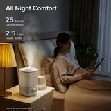 LEVOIT Top Fill Humidifiers for Bedroom, 2.5L Tank for Large Room, Easy to Fill & Clean, 28dB Quiet Cool Mist Air Humidifier for Home Baby Nursery & Plants, Auto Shut-off for Safety, 25H