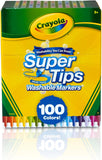 Crayola Super Tips Marker Set (100ct), Fine Point Washable Markers, Drawing Markers for Kids & Adults, Create Thick & Thin Lines, Art Supplies, Ages 3+