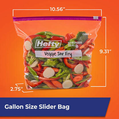 Hefty Slider Kitchen Storage Bags, Gallon Size, 66 Count