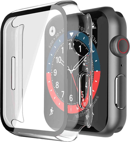 Misxi 2 Pack Tempered Glass Case Compatible for Apple Watch Series 11 (2025) Series 10 46mm, Screen Protector Cover for iWatch, Black