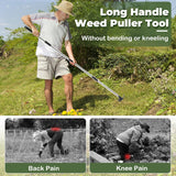 NICOFPHY Weed PLller Tool with Long Handle - 60" Manual Weeder Remover Tool, 2 in 1 Hand Weed Rake and Garden Hoe for Gardening, Heavy Duty Uprooting Weeding PLll for Yard, Lawn, Patio and Garden
