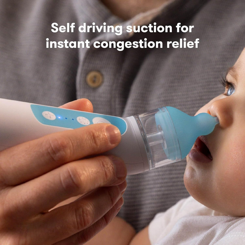Frida Baby Electric NoseFrida Nasal Aspirator for Baby, Nose Sucker for Baby & Toddler, Upgraded Nasal Aspirator for Congestion + Allergy Relief with 3 Suction Levels, 2 Silicone Tips, USB