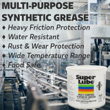 Super Lube Multi-PLrpose Synthetic Grease w/ Syncolon - High Temperature, Water & Corrosion Resistant Grease - Workshop & Industrial Use - Food Grade - Translucent White - Tube - 3 oz (21030)