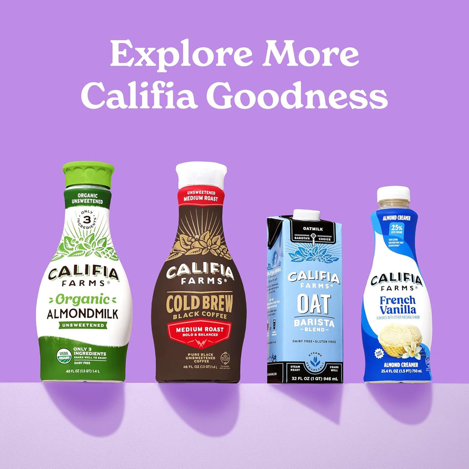 Califia Farms - Oat Barista Blend Oat Milk, 32 Oz (Pack of 6), Shelf Stable, Dairy Free, Plant Based, Vegan, Gluten Free, Non GMO, High Calcium, Milk Frother, Creamer, Oatmilk