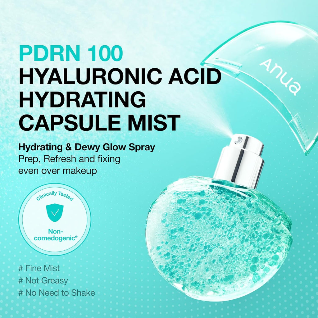 ANUA PDRN Collagen Glow Facial Serum Spray, Hydrating Face Mist, Hyaluronic Acid, dewy glass finish, All Skin Types, Instant Plumping Hydration, Firming Care, Korean Skincare, 1.01 fl oz