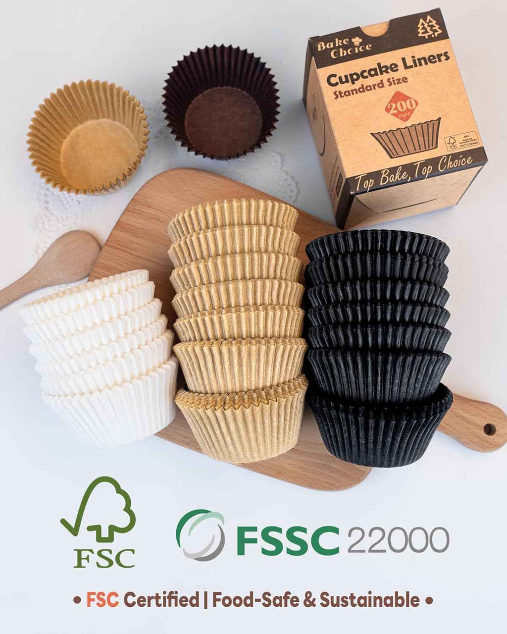 200pcs Non-stick Standard Cupcake Liners for Baking, Natural, Food-grade Cupcake Wrappers, Greaseproof Parchment Muffin Liners by [Brand]