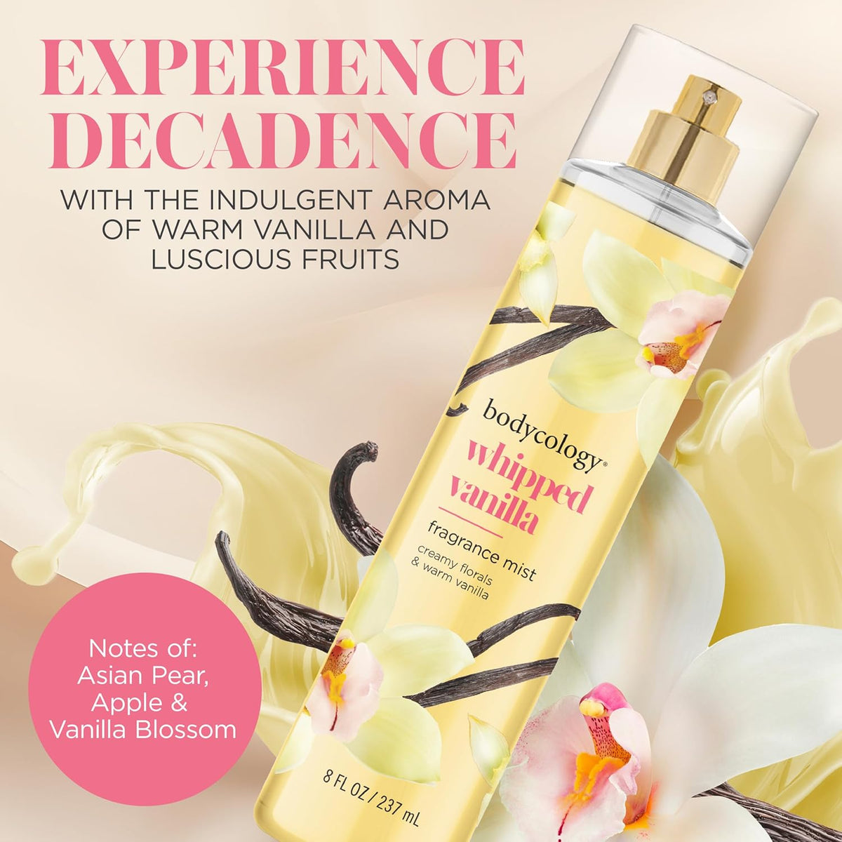 Bodycology Long-Lasting Fragrance Body Mist, Whipped Vanilla, 8 fl oz - Cart Shape