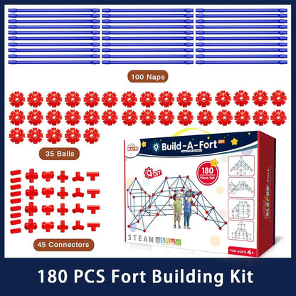 OleFun 180 Pack Fort Building Kits for Kids Ages 4-8 STEM Building Toys DIY Castles Tunnels Play Tent Gifts