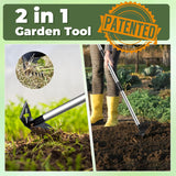 NICOFPHY Weed PLller Tool with Long Handle - 60" Manual Weeder Remover Tool, 2 in 1 Hand Weed Rake and Garden Hoe for Gardening, Heavy Duty Uprooting Weeding PLll for Yard, Lawn, Patio and Garden
