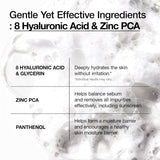 ANUA Hydrating Gentle Foaming Cleanser, Daily Face Wash for Double Cleansing, Hyaluronic Acid, Zinc, Panthenol, for Dry & Sensitive Skin, Sebum Balance Facial Cleanser, Korean Skincare, 5.07 fl. oz