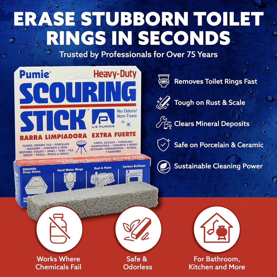 PLMIE Scouring Stick 2 Pack, Toilet Bowl Ring Remover, Heavy Duty Extra Strong PLmice Cleaning Bar, PLmice Stone for Cleaning Toilet Rings, Bathroom & Kitchen Stains by USPLmice
