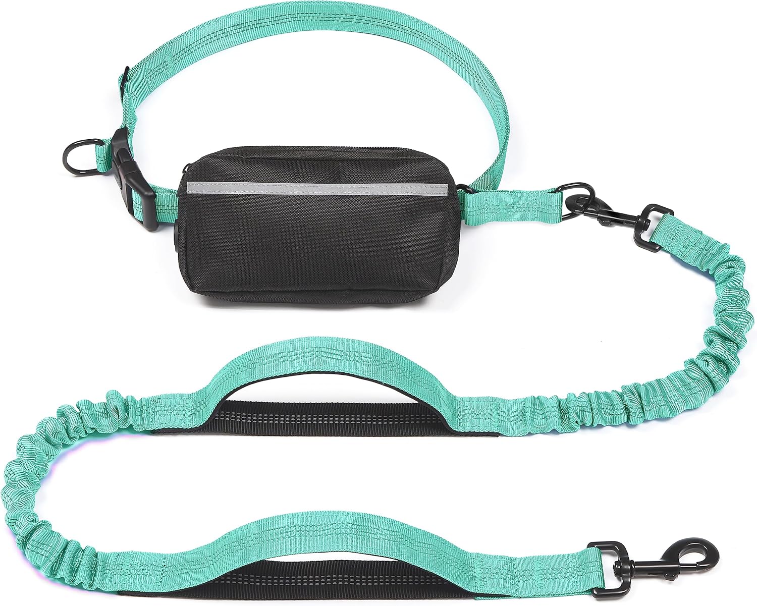 iYoShop hands-free dog leash with zipper pouch and dual padded handles for medium and large dogs (large, 25-120 lbs, black)