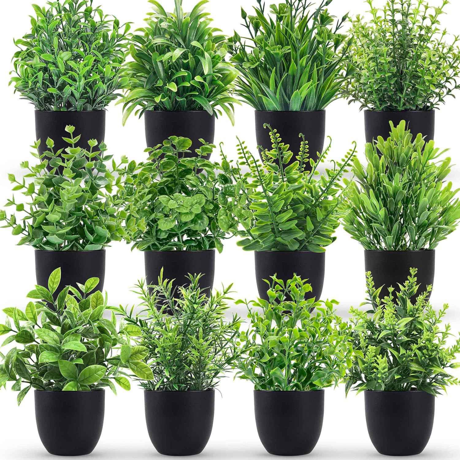 Der Rose Fake Plants 4 Packs Artificial Plants Small Faux Plants Black Bathroom Accessories for Halloween Bathroom Home Kitchen Coffee Table Office Desk Decor Indoor