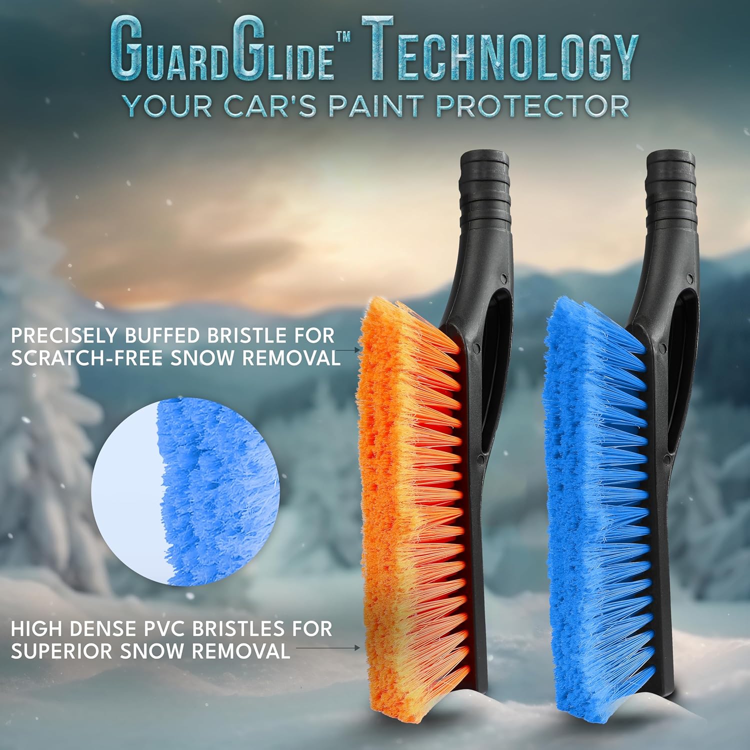EcoNour 27 inch car snow brush and ice scraper 2 pack for windshield snow removal and ice scraping winter car accessories