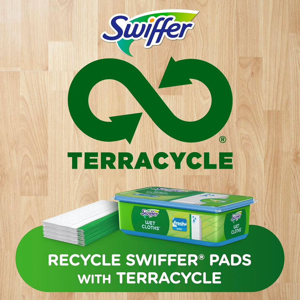 Swiffer Sweep + Mop, Wet Pads Refill, Floor Cleaner for Dirt, Dust, Hair, Cleaning Cloths for Mopping Home, Bathroom, Kitchen, All PLrpose Multi-Surface Floor Wipes, Fresh, 24ct