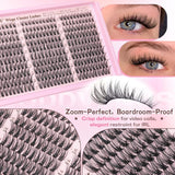 Goddvenus Lash Clusters Kit Wispy Eyelash Clusters Lashes Natural DIY Lash Extension Kit 10-16mm Cluster Eyelash Extensions Kit 300pcs C Curl Individual Lashes Cluster Eyelash (No Tweezers)