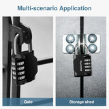 PLroma 2 Pack Combination Lock for Locker 4 Digit Outdoor Waterproof Padlock for School, Gym, Sports, Fence, Toolbox, Gate, Case, Outdoor, Hasp Storage (Black)