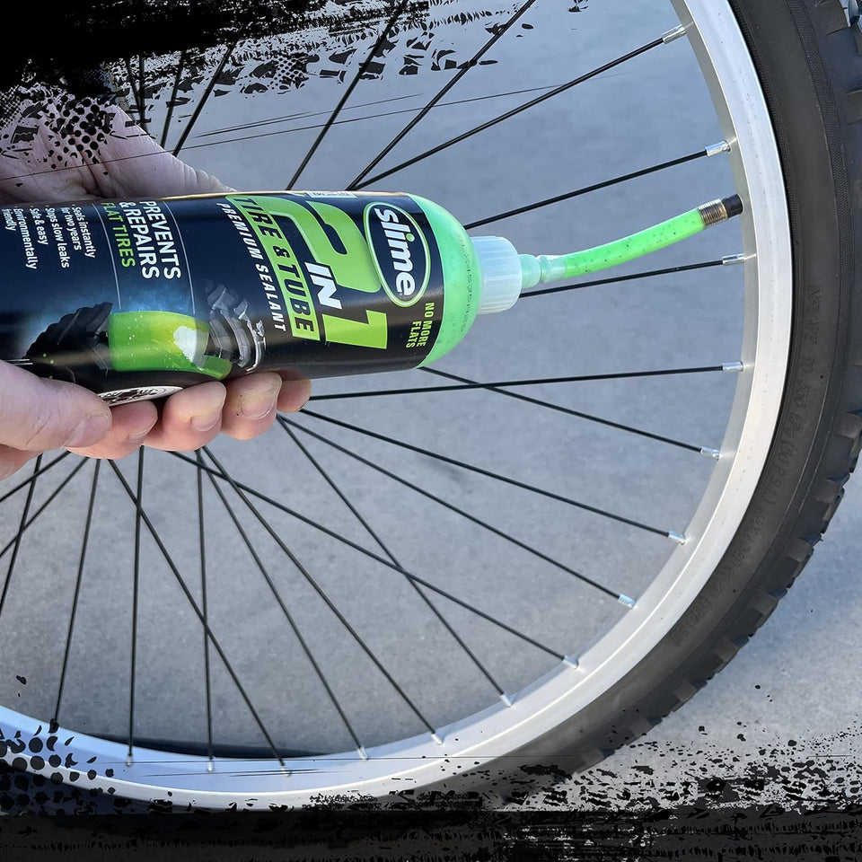 Slime 10193 Tire and Tube Sealant PLncture Repair Sealant, 2-in-1, Premium, Prevent and Repair, Suitable for Non-Highway Tires and Tubes, Non-Toxic, Eco-Friendly, 16oz Bottle