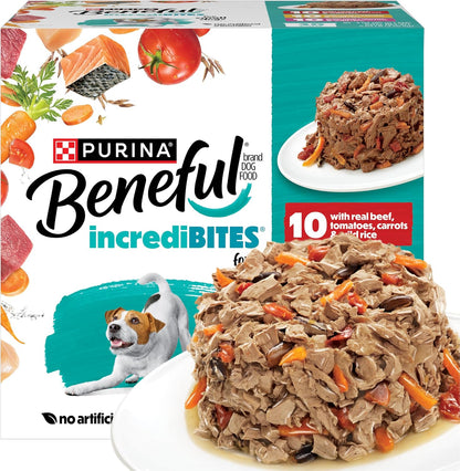 Beneful PLrina Small Breed Wet Dog Food Variety Pack, IncrediBites With Real Beef, Chicken and Salmon - (Pack of 30) 3 Oz. Cans